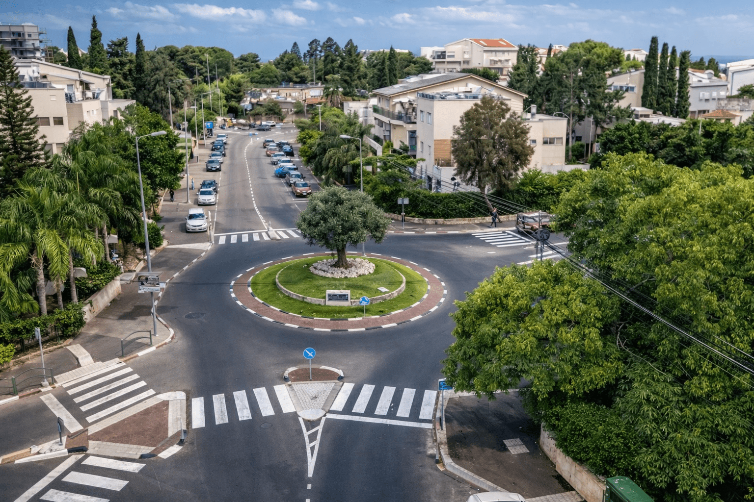 שכונת כרמליה בחיפה – מבט רחפן מעל אזור מגורים ירוק