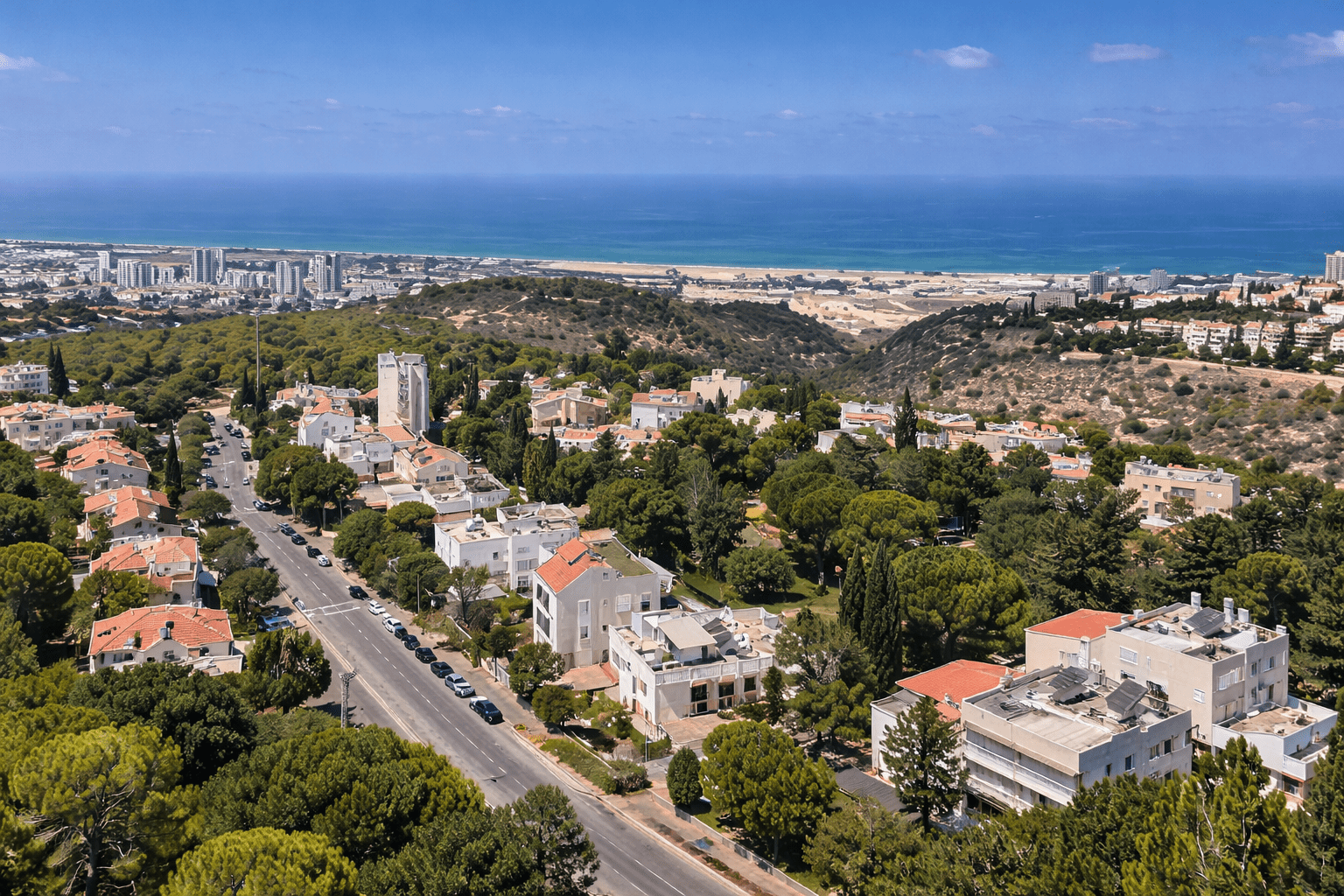 רמת בגין חיפה – מבט אווירי על שכונת מגורים בכרמל